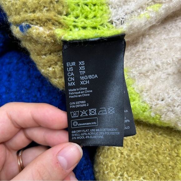 KANGOL x H&M Knit Sweater Womens Size XS Oversized Striped Colorful Comfy Cozy - Picture 8 of 8